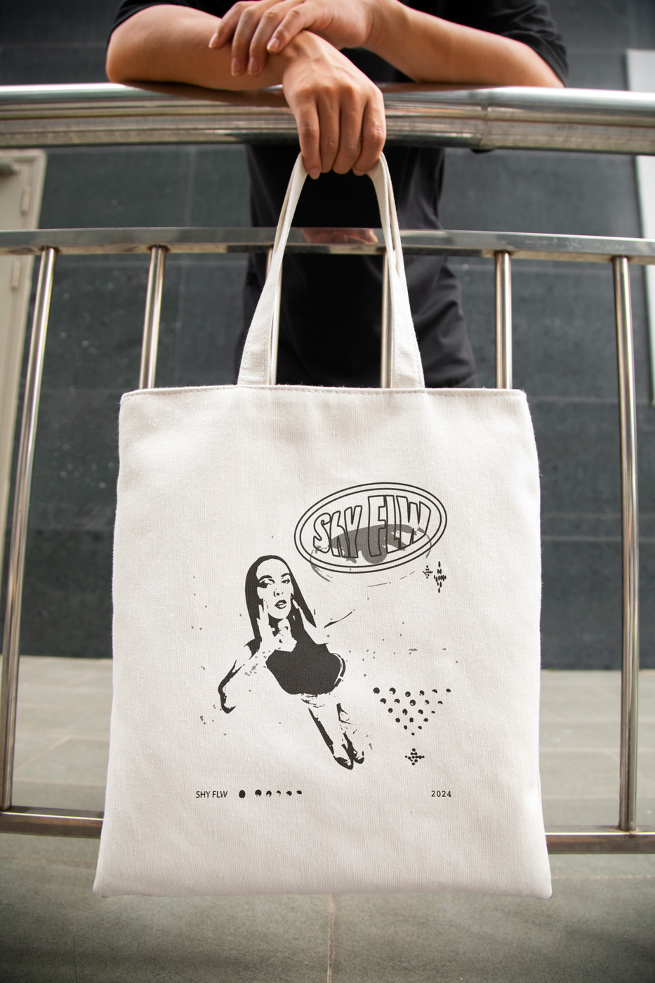 Custom-branded tote bag. 